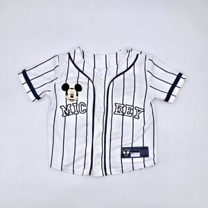 Disney Baby Mickey Mouse Baseball Jersey Shirt 18M White Navy Pinstripe